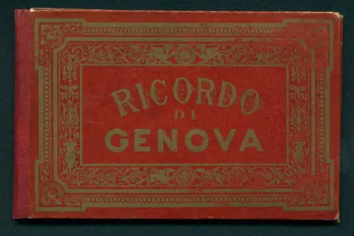 Leporello-Album Genova mit 15 Lithographie-Ansichten, Stazione Ferrovia, Teatro Carlo Felice, Piazza Fontane Amorose