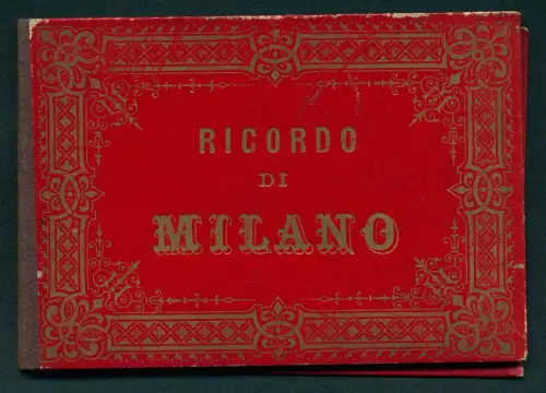 Leporello-Album Milano mit 12 Lithographie-Ansichten, Corso Vittorio Emanuele, Teatro della Scala, Arena, La Cattedrale