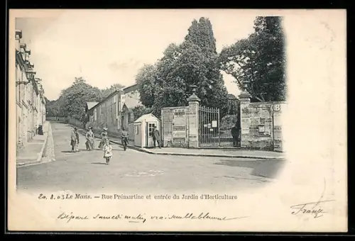AK Le Mans, Rue Prémartine et entrée du Jardin d`Horticulture