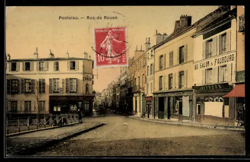 AK Pontoise, Rue de Rouen, Au Salon du Faubourg