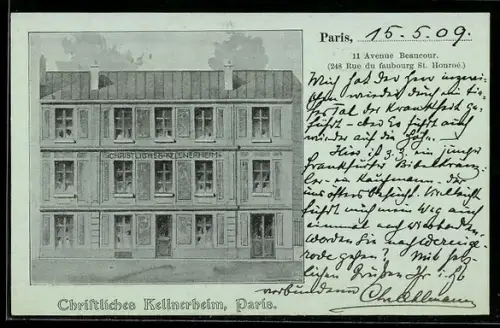 AK Paris, Christliches Kellnerheim, 11 Avenue Beaucour