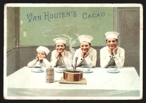 Sammelbild Van Houten, Cacao, Jungen in Kochkleidung