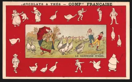 Sammelbild Paris, Chocolats & Thés Comp. Francaise, Schokolade und Tee, La Gardeuse d`oies