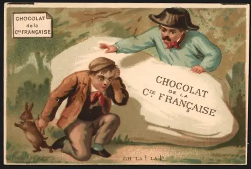 Sammelbild Chocolats Comp. Francaise, Schokolade und Tee, Mann und Junge bei der Jagd