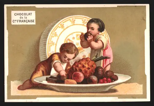 Sammelbild Paris, Chocolats Comp. Francaise, Schokolade und Tee, Kinder mit grossen Süssigkeiten