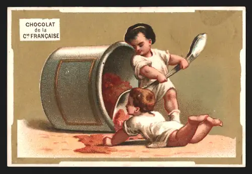 Sammelbild Paris, Chocolats Comp. Francaise, Schokolade und Tee, Kinder mit gigantischem Marmeladenglas