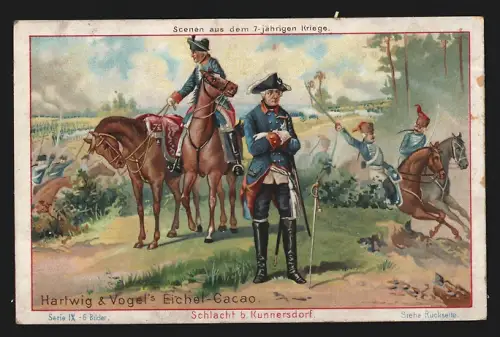 Sammelbild Dresden, Hartwig & Vogel, Tell-Schokolade, Schlachtszene bei Kunnersdorf