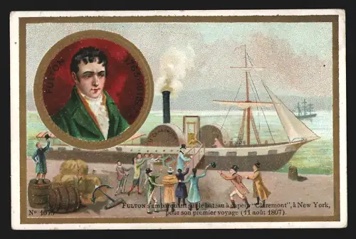 Sammelbild Roubaix, Lacroix, Schokolade, Fulton`s embarquement sur le bateau à vapeur Claremont