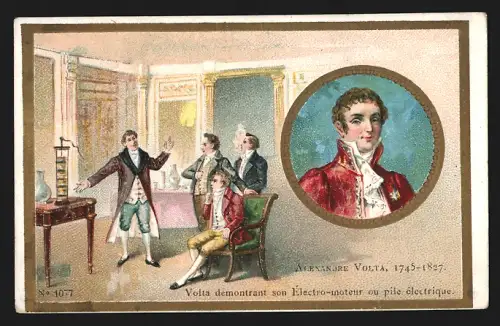 Sammelbild Roubaix, Lacroix, Schokolade, Volta demontrant son Électro-moteur