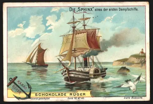 Sammelbild Dresden, Otto Rüger, Kakao, Dampfschiff Die Sphinx