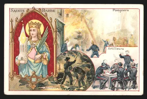 Sammelbild Maison J. Lallier, Tee und Kaffee, Sainte Barbe, Pompiers, Artilleurs