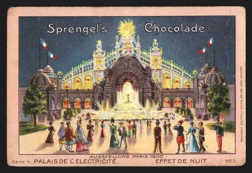 Sammelbild Hannover, B. Sprengel, Schokolade und Kakao, Palais de l`Electricité