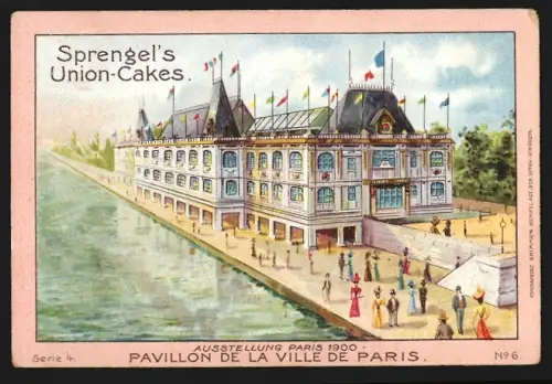 Sammelbild Hannover, B. Sprengel, Schokolade und Kakao, Pavillon de la Ville de Paris