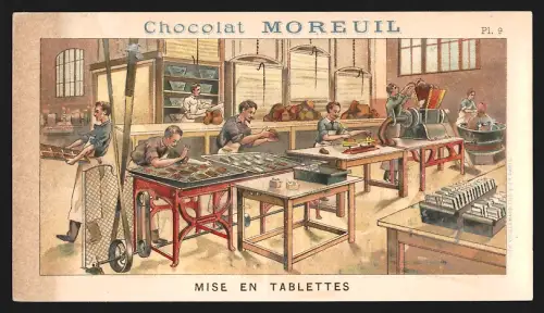 Sammelbild Clichy, Moreuil, Schokolade, Mise en Tablettes