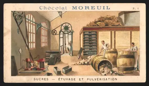 Sammelbild Clichy, Moreuil, Schokolade, Étuvage et pulvérisation