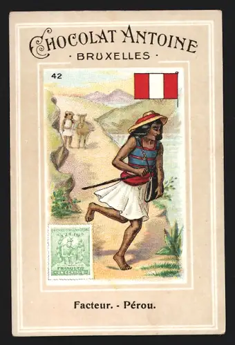 Sammelbild Bruxelles, Chocolat Antoine, Schokolade, Facteur en Pérou