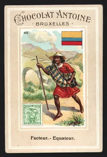 Sammelbild Bruxelles, Chocolat Antoine, Schokolade, Facteur en Equateur
