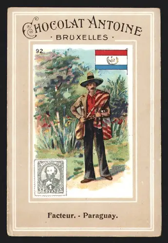 Sammelbild Bruxelles, Chocolat Antoine, Schokolade, Facteur en Paraguay