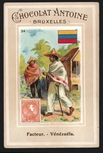Sammelbild Bruxelles, Chocolat Antoine, Schokolade, Facteur en Vénézuéla