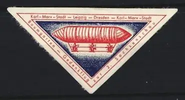 Reklamemarke Karl-Marx-Stadt, Baumgarten-Gedenkflug zur 2. Sachsenschau, Luftschiff
