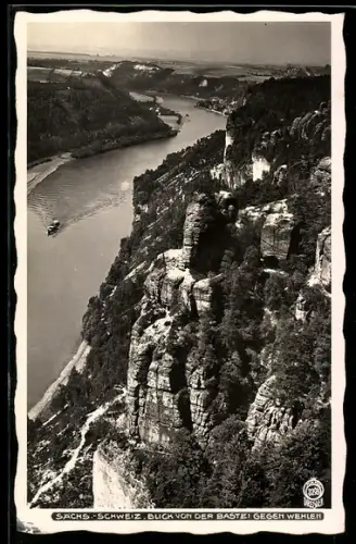Foto-AK Walter Hahn, Dresden, NR. 3193: Wehlen, Blick von der Bastei