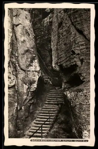 Foto-AK Walter Hahn, Dresden, Nr. 1690: Schwedenlöcher in der Sächs. Schweiz