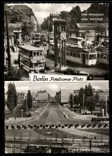 AK Berlin, Potsdamer Platz als Grenze zwischen Ost und West und ehemaliger Mittelpunkt der Metropole