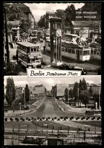 AK Berlin, Potsdamer Platz als Grenze zwischen Ost und West und ehemaliger Mittelpunkt der Metropole