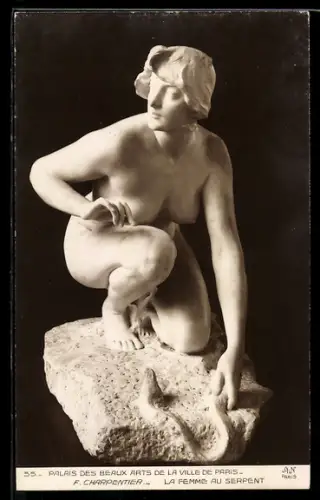 AK Skulptur La Femme au serpent von F. Charpentier