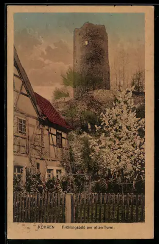 AK Kohren, Frühlingsbild am alten Turm