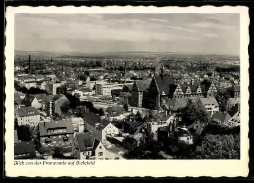 AK Bielefeld, Blick von der Promenade auf die Stadt