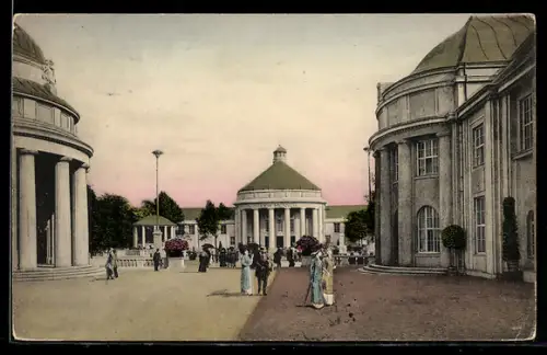 AK Dresden, Intern. Hygiene-Ausstellung 1911, Hauptpromenadenplatz mit Halle Der Mensch