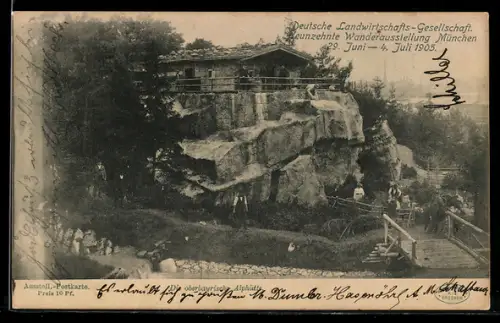 AK München, Neunzehnte Wander-Ausstellung 1905, Deutsche Landwirtschafts-Gesellschaft, Oberbayr. Alphütte