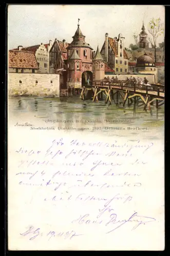 Lithographie Stockholms Utställningen 1897, Ingangen till Gamla Stockholm, Ausstellung