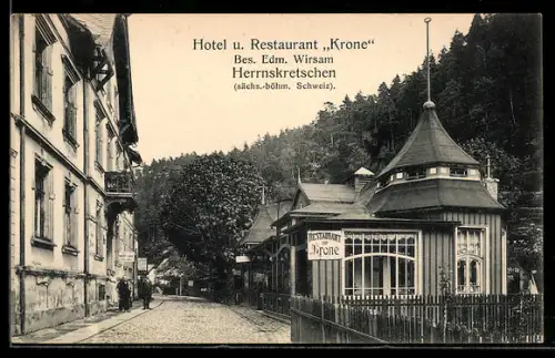 AK Herrnskretschen-Hrensko, Hotel und Restaurant Krone