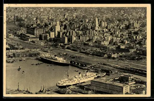 AK Buenos Aires, Ortsansicht mit Dampfer am Hafen