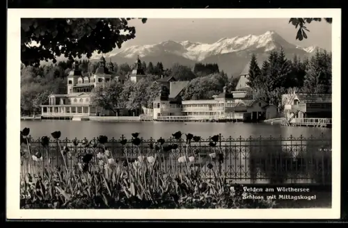 AK Velden am Wörthersee, Schloss mit Mittagskogel