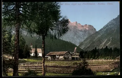 AK Sexten, Bad Moos, Blick ins Fischleintal auf Sexten