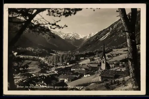 AK Trins im Gschnitztal, Ortsansicht gegen die Feuersteine