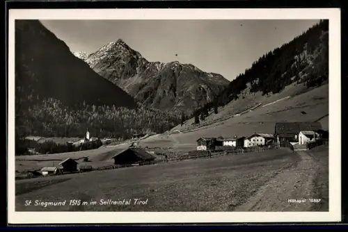 AK St. Siegmund, Häuserpartie aus dem Ort im Sellraintal