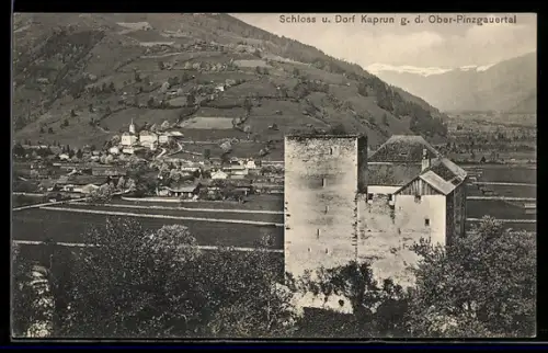 AK Kaprun, Ortsansicht mit Schloss g. d. Ober-Pinzgauertal