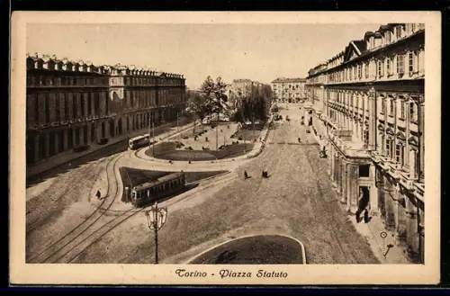 AK Torino, Piazza Statuto, Strassenbahnen