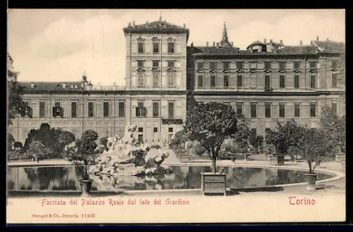 AK Torino, Facciata del Palazzo Reale dal lato del Giardino