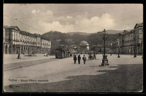 AK Torino, Piazza Vittorio Emanuele, Strassenbahn