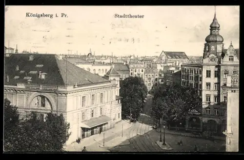 AK Königsberg, Das Stadttheater aus der Vogelschau