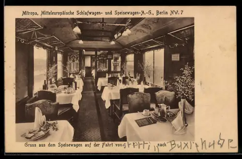 AK Speisewagen der Mitropa, Mitteleuropäische Schlafwagen- und Speisewagen-A.-G.