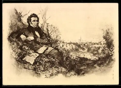 AK Franz Schubert 1797 - 1828, der Komponist in der Natur