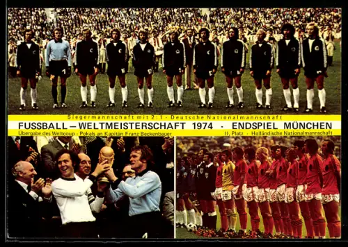 AK Fussballmannschaften zur Weltmeisterschaft 1974, deutsche und holländische Spieler