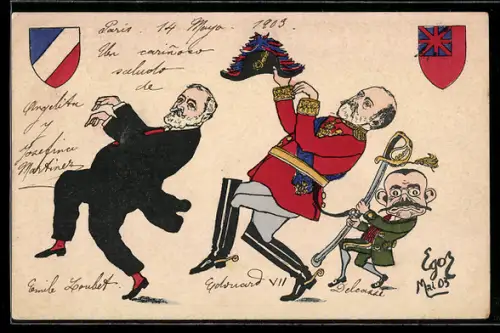 Künstler-AK Loubet und König von England, Karikaturen