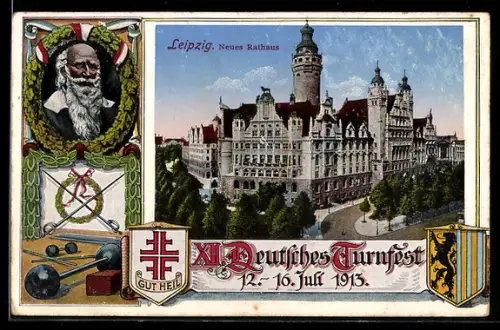 AK Leipzig, Deutsches Turnfest 1913, Neues Rathaus
